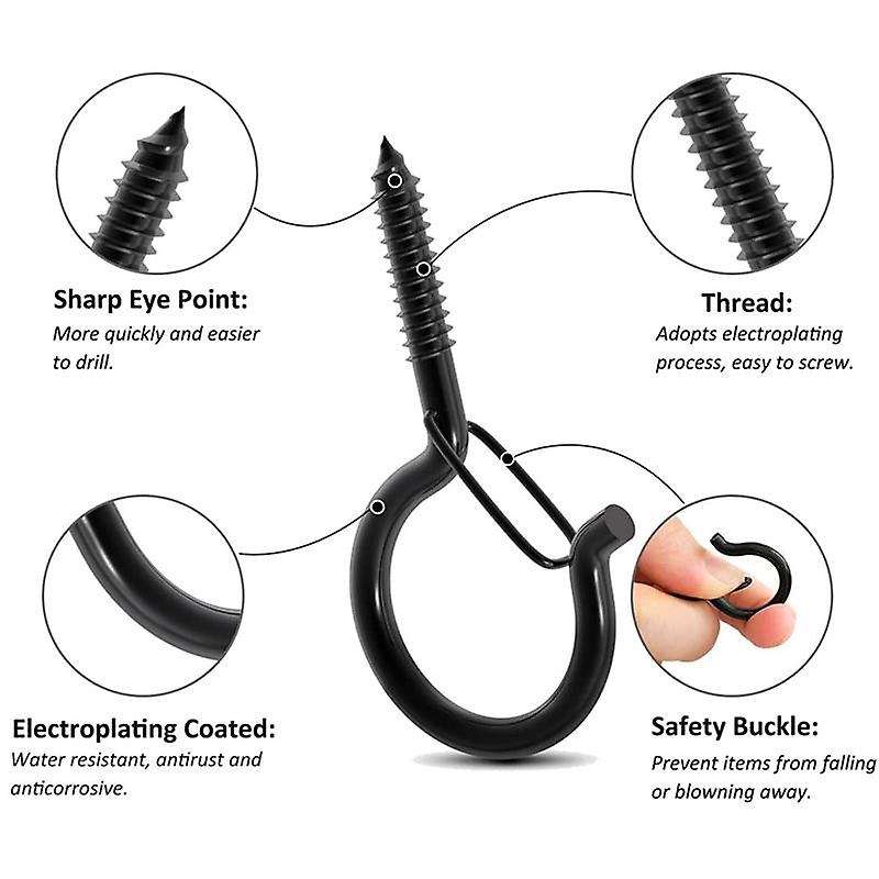 20PCS Q Hanger Hooks Heavy Duty Wall Ceiling Hooks with Safety Buckle Outdoor Screw Hooks for Hangi
