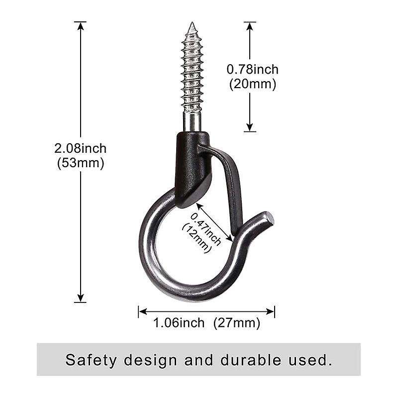 20PCS Q Hanger Hooks Heavy Duty Wall Ceiling Hooks with Safety Buckle Outdoor Screw Hooks for Hangi