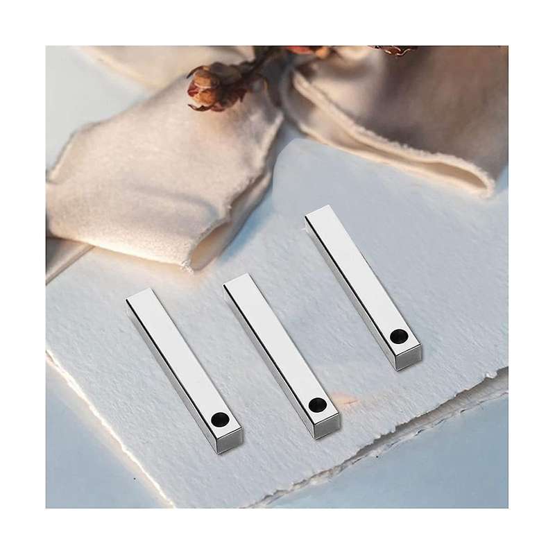 20pcs Stainless Steel 3d Rectangle Stamping Blanks,1 1/2 Inch Long X 1/4 Inch Pendants Metal Stampi