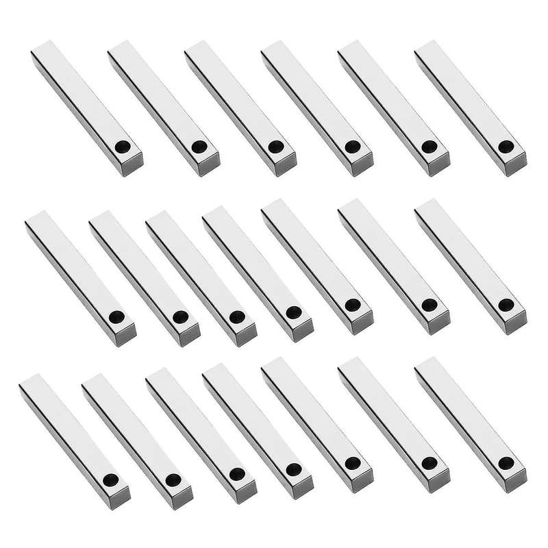 20pcs Stainless Steel 3d Rectangle Stamping Blanks,1 1/2 Inch Long X 1/4 Inch Pendants Metal Stampi
