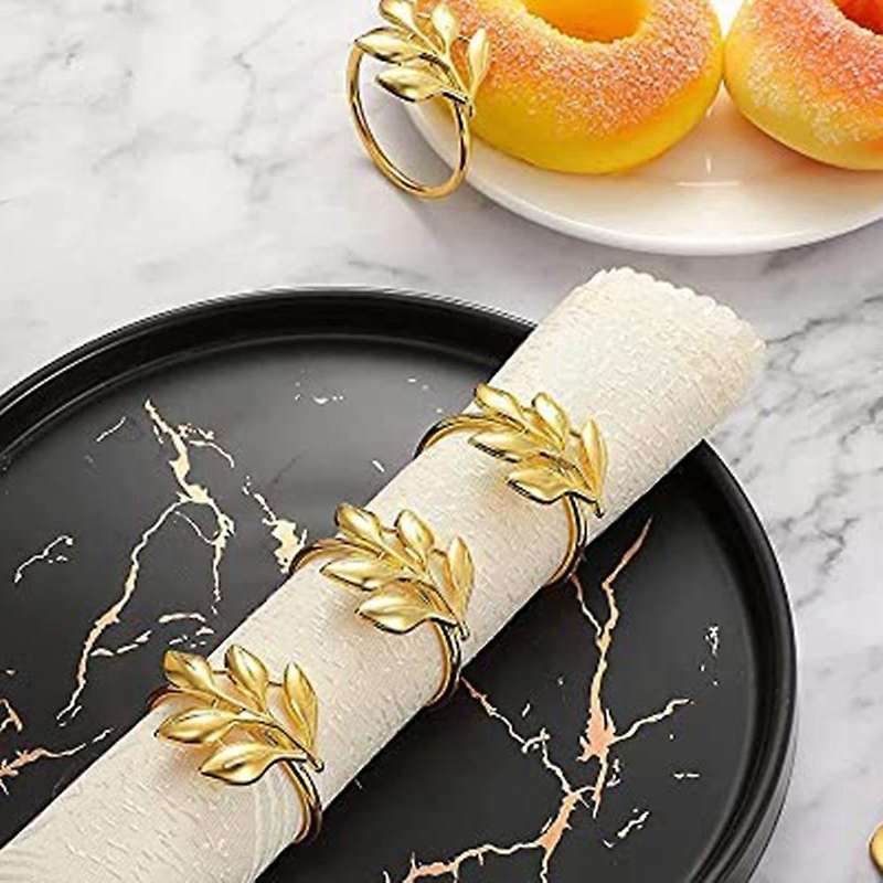 20Pcs Silver Leaf Napkin Rings - Silver Napkin Ring for Table Napkins - Holiday Napkin Rings Fall Na