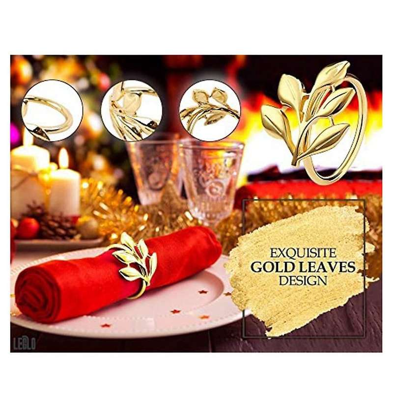 20Pcs Silver Leaf Napkin Rings - Silver Napkin Ring for Table Napkins - Holiday Napkin Rings Fall Na