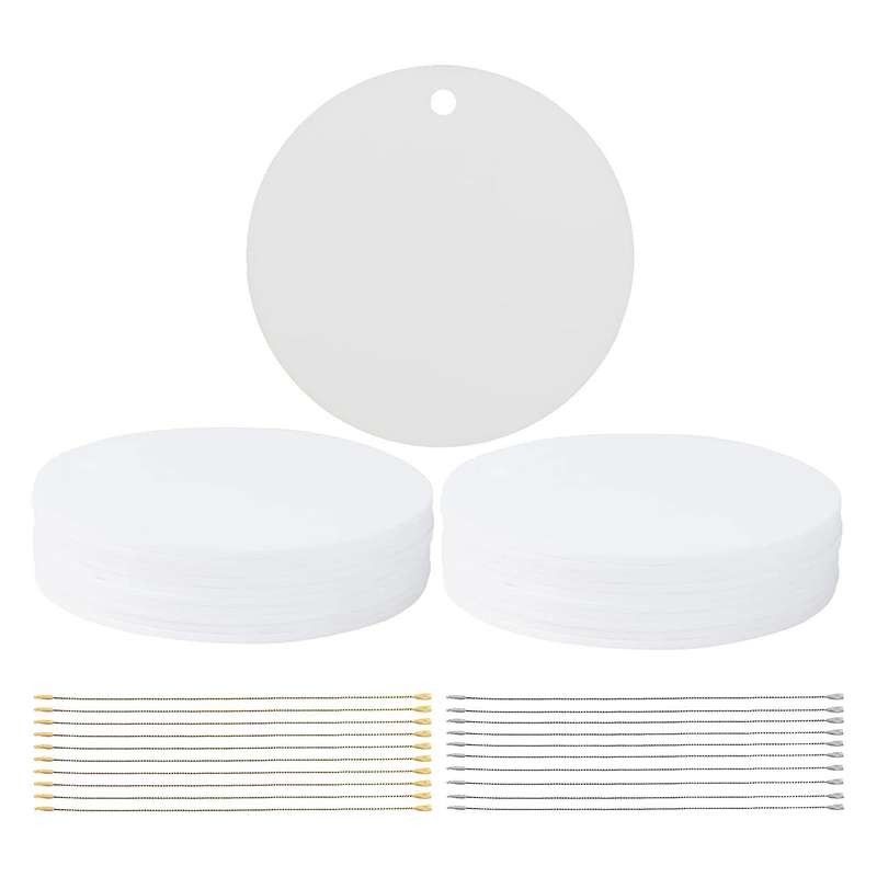 20pcs Sublimation Ornament Blanks 3 Inch Christmas Ornament Blanks with Rope Diy Blanks Acrylic Orn