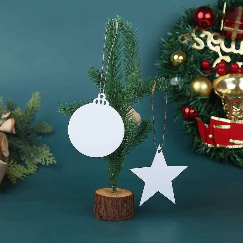 20pcs Sublimation Ornament Blanks 3 Inch Christmas Ornament Blanks with Rope Diy Blanks Acrylic Orn