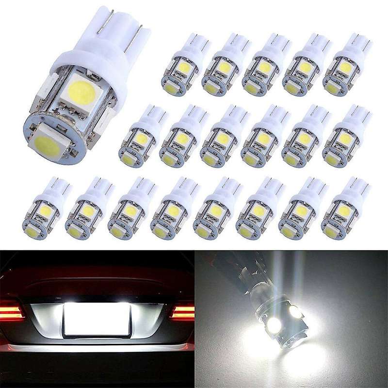 20Pcs Super White T10 Wedge 5-SMD 5050 LED Light Bulbs W5W 2825 158 192 168 194