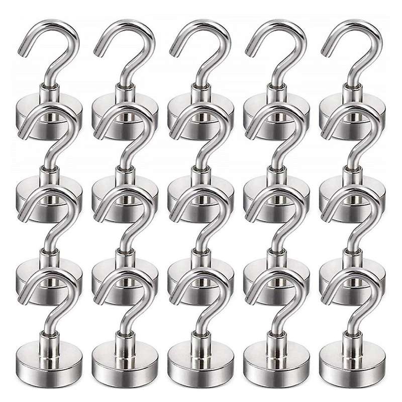 20Pcs Strong Magnetic Hooks Heavy Duty Wall Hooks Hanger Key Coat Cup Hanging Hanger for Kitchen Sto