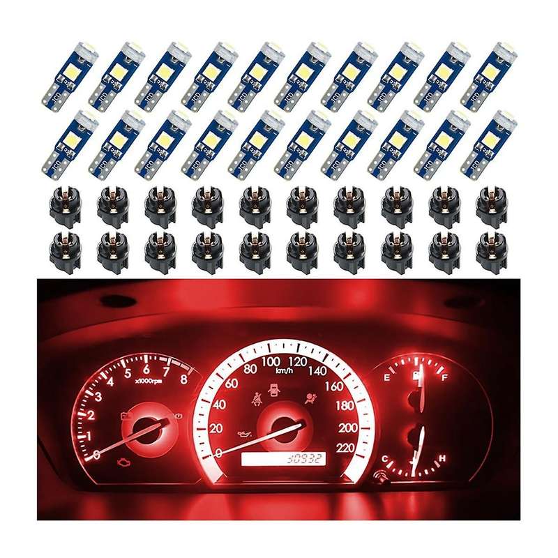 20Pcs T5 LED Lights for Car Dashboard Panel Gauge Indicator, 3030-3SMD Light Replacement with Twist