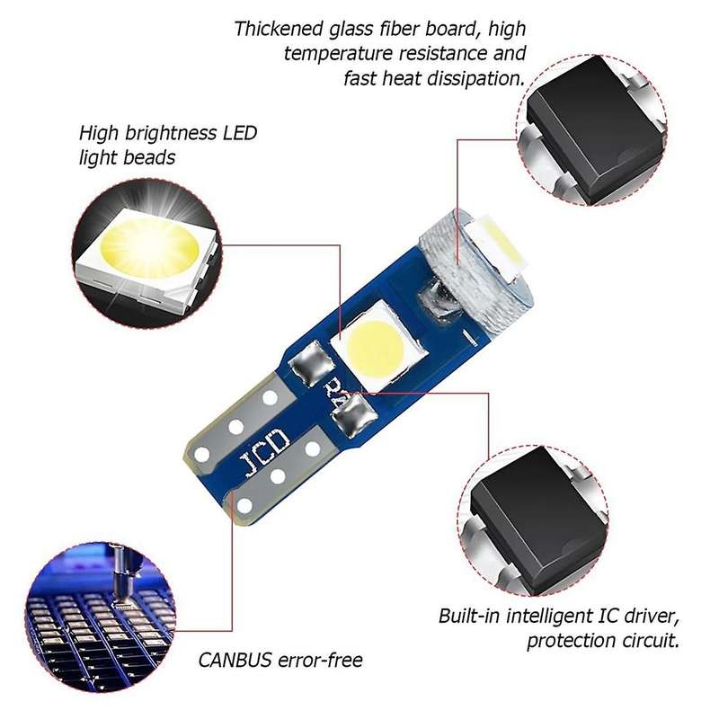 20Pcs T5 LED Lights for Car Dashboard Panel Gauge Indicator, 3030-3SMD Light Replacement with Twist