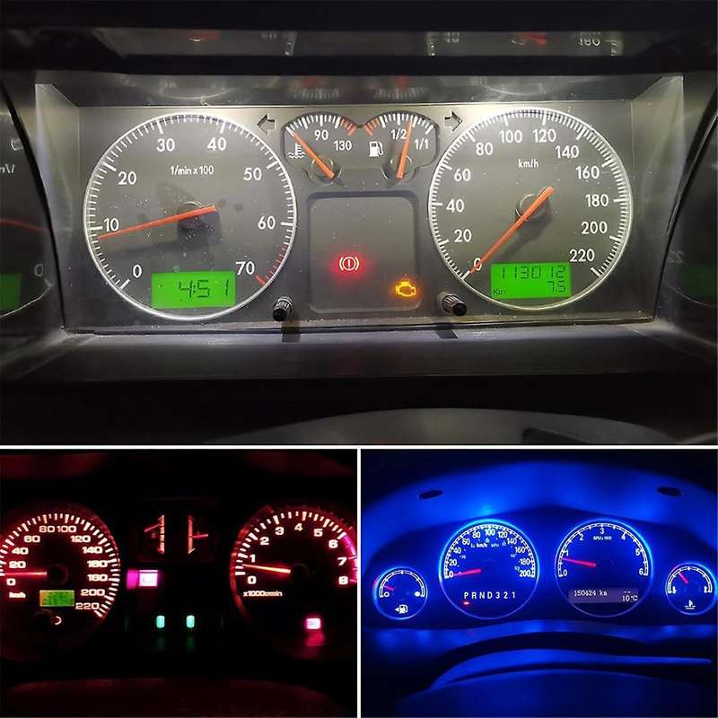 20Pcs T5 LED Lights for Car Dashboard Panel Gauge Indicator, 3030-3SMD Light Replacement with Twist