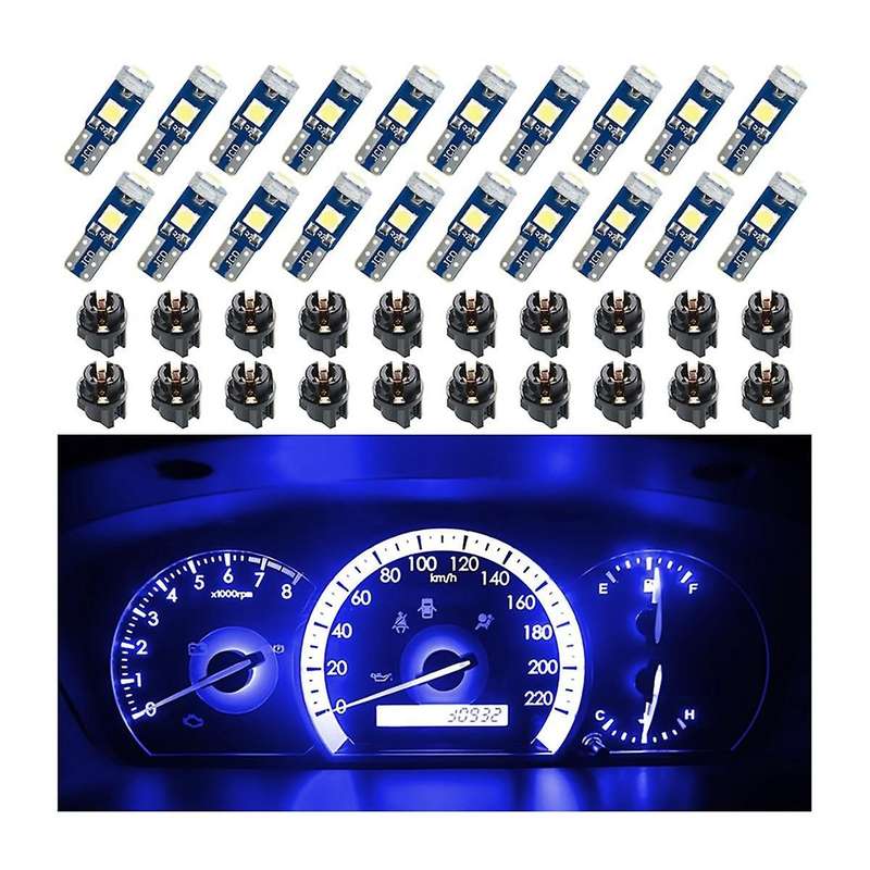 20Pcs T5 LED Lights for Car Dashboard Panel Gauge Indicator, 3030-3SMD Light Replacement with Twist