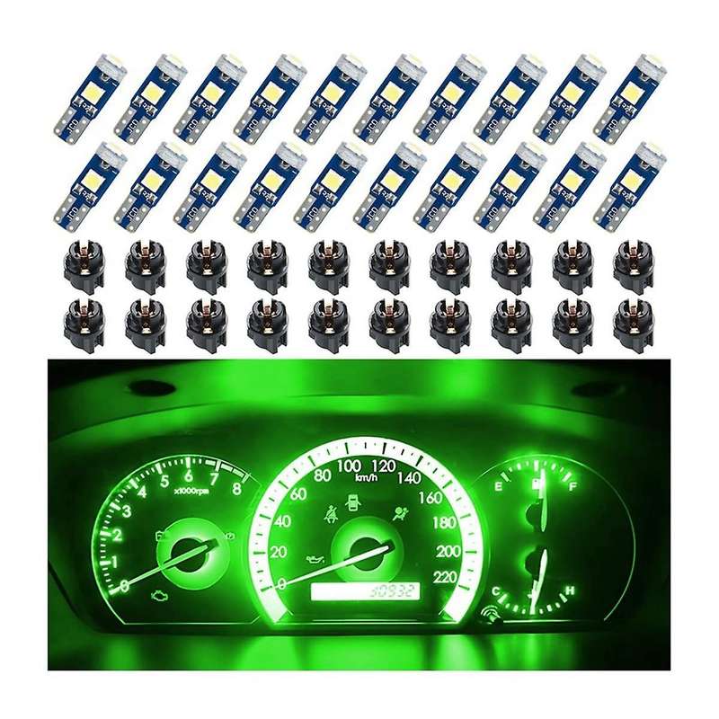 20Pcs T5 LED Lights for Car Dashboard Panel Gauge Indicator, 3030-3SMD Light Replacement with Twist