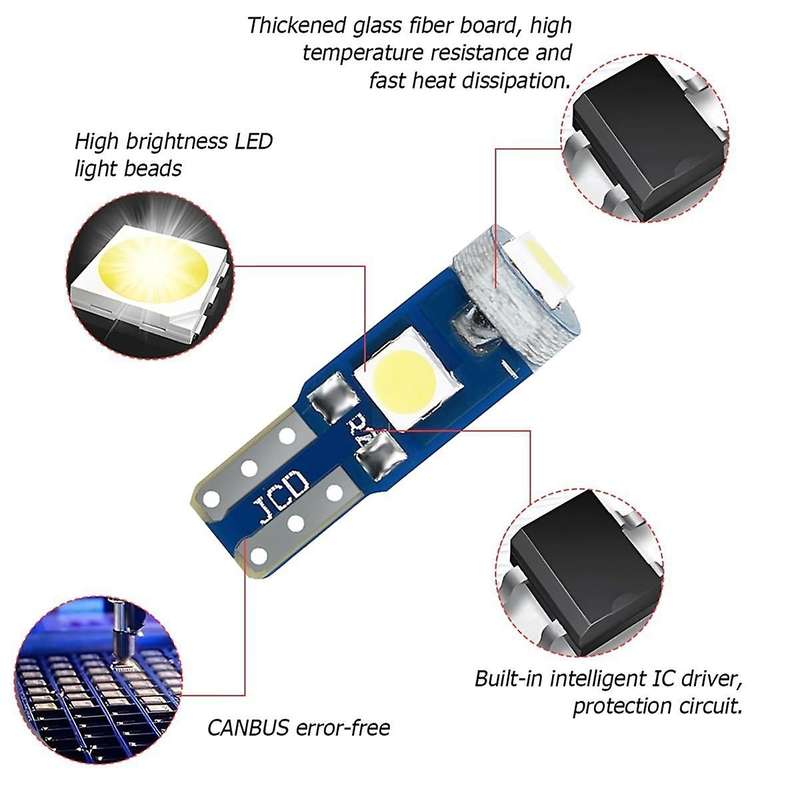 20Pcs T5 LED Lights for Car Dashboard Panel Gauge Indicator, 3030-3SMD Light Replacement with Twist