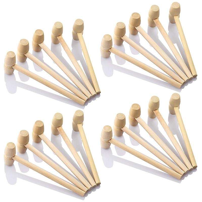 20Pcs Wood Hammers, Wooden Hammer for Chocolate, Multi-Purpose Solid Natural Mini Wooden Hammer for