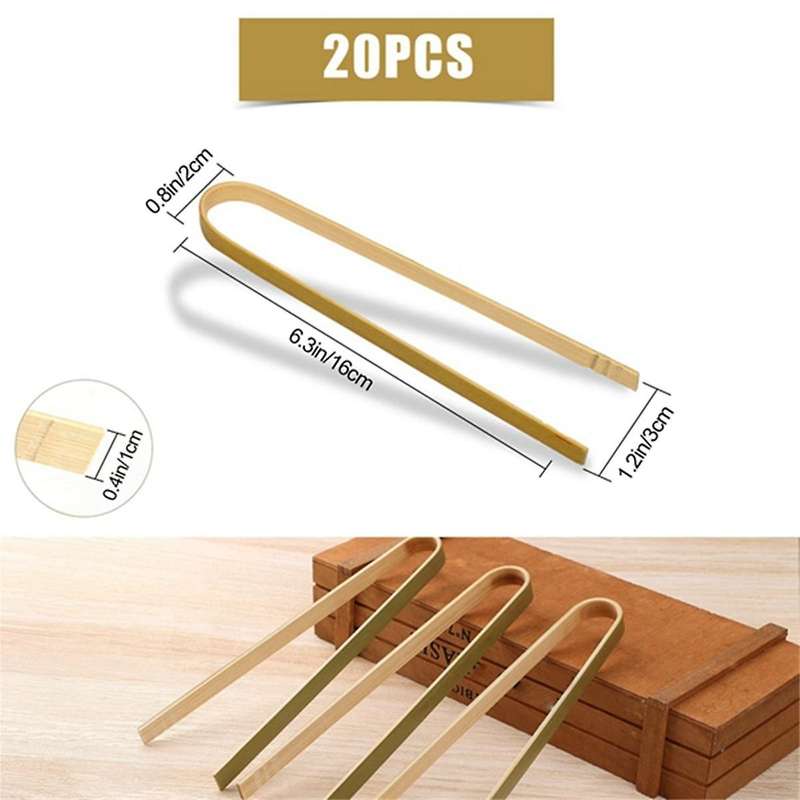 20Pcs Wooden Bamboo Tongs Cooking Utensils Mini Bamboo Tongs Natural Toast Tongs for Cooking