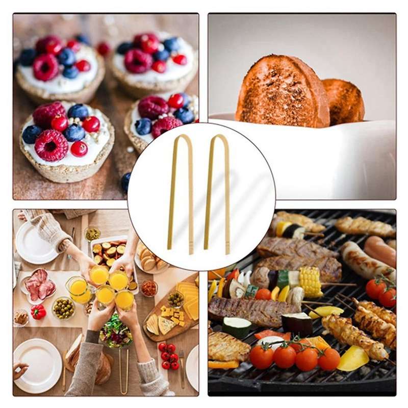 20Pcs Wooden Bamboo Tongs Cooking Utensils Mini Bamboo Tongs Natural Toast Tongs for Cooking