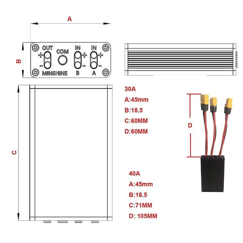 20v-72v 40a Dual Battery Connector Compatible Increase The Capacity