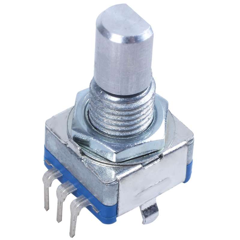 20-point shaft Detents encoder and 360 degree with push button Blue + Silver