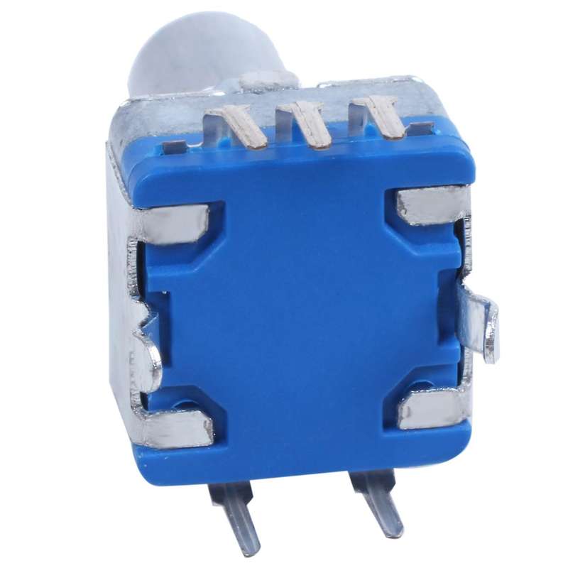 20-point shaft Detents encoder and 360 degree with push button Blue + Silver