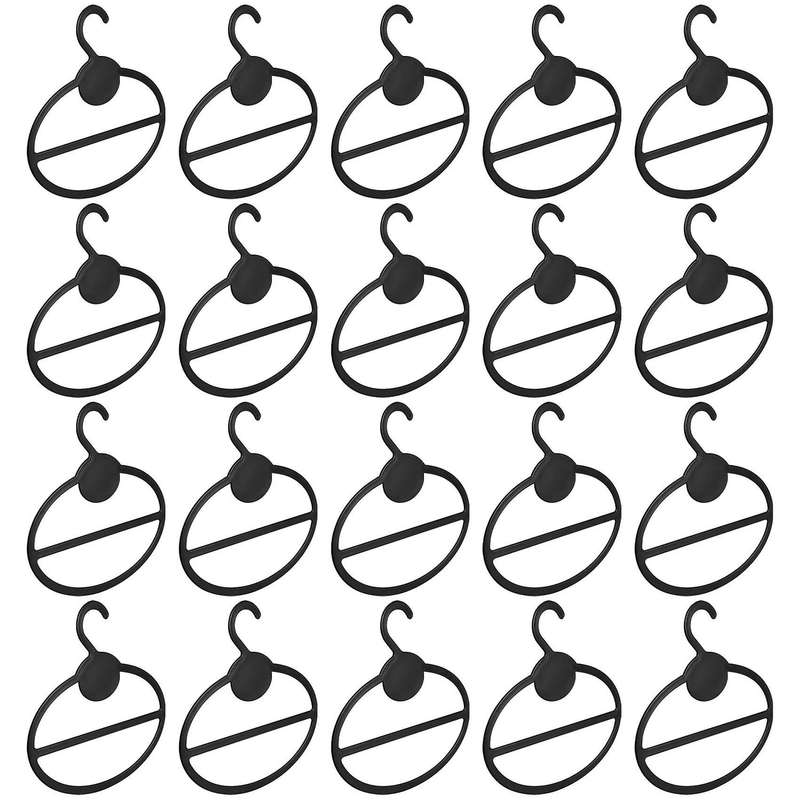 20x Scarf Shawl Tie Holder Organizer Oval Plastic Hangers Storage Hangers Black Size:13.5cm(Length)1