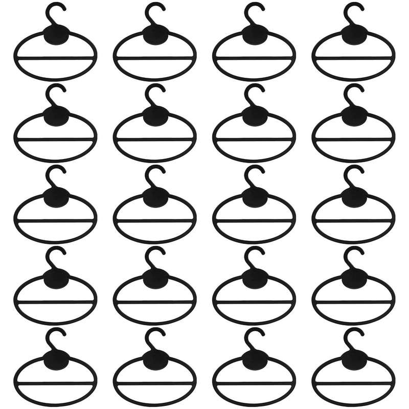 20x Scarf Shawl Tie Holder Organizer Oval Plastic Hangers Storage Hangers Black Size:13.5cm(Length)1