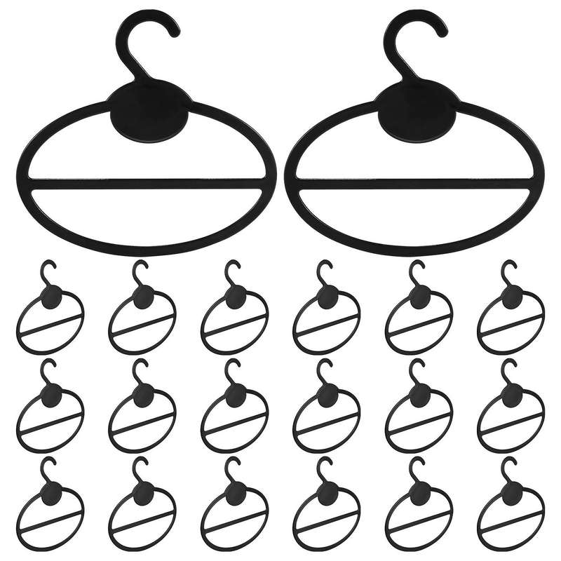 20x Scarf Shawl Tie Holder Organizer Oval Plastic Hangers Storage Hangers Black Size:13.5cm(Length)1