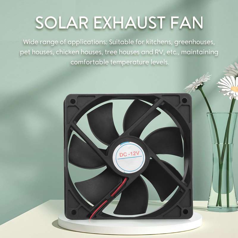 20W Solar Exhaust Fan Air Extractor 6 Inch Compatible Dog Chicken House RV