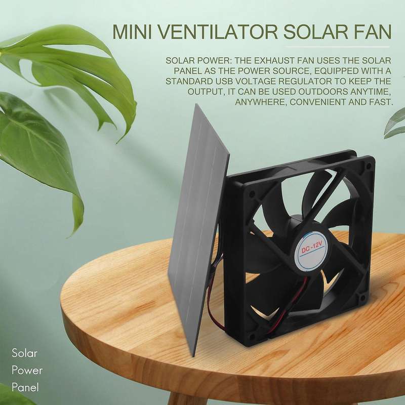 20W Solar Exhaust Fan Air Extractor 6 Inch Compatible Dog Chicken House RV