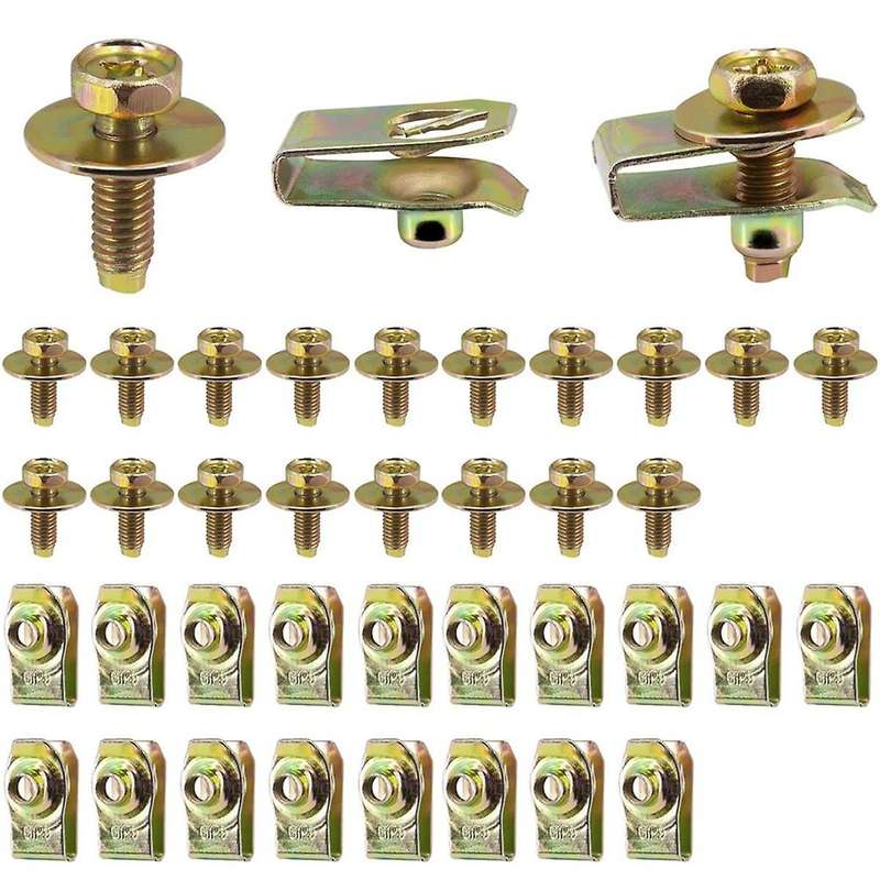 20x Body Bolts U-nuts Clips Engine Under Cover Undertray Splash Shield Guard Bumper Fenders Liner Pu