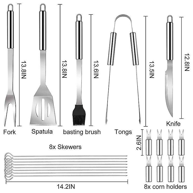 21 Pcs BBQ Grilling Tools Set,Stainless Steel Barbecue Grill Accessories Kits with Spatula,Fork,Ton