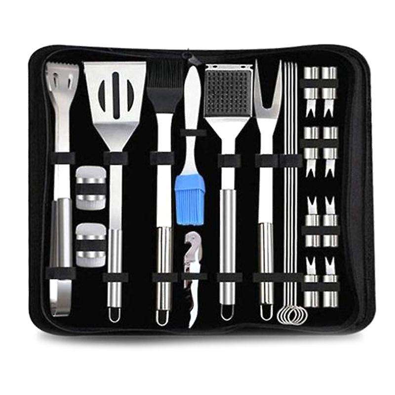 21 Pcs Outdoor BBQ Tools Set Stainless Steel Grill Barbecue Utensil Set Case for Camping -Cooking Ac