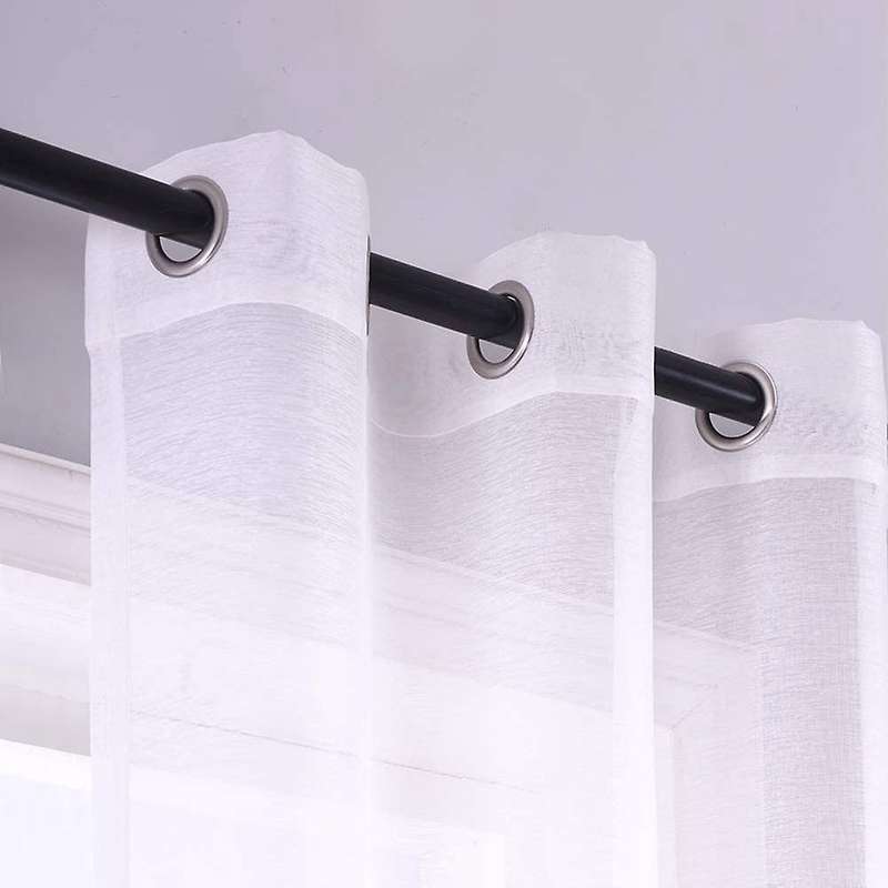 210cm Sheer Curtains White Grommet 2 Panels Window Sheer Semi Drapes Polyester Look Voile Curtains