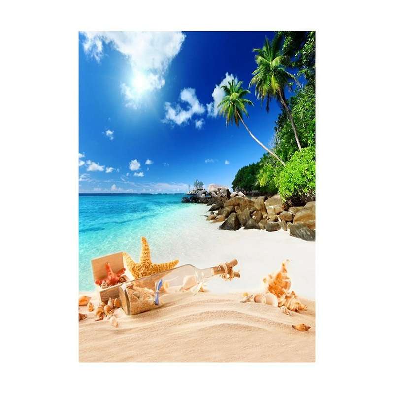 210X150cm Summer Tropical Beach Theme Photography Backdrop Ocean Palm Leaves White Cloud for Hawaii