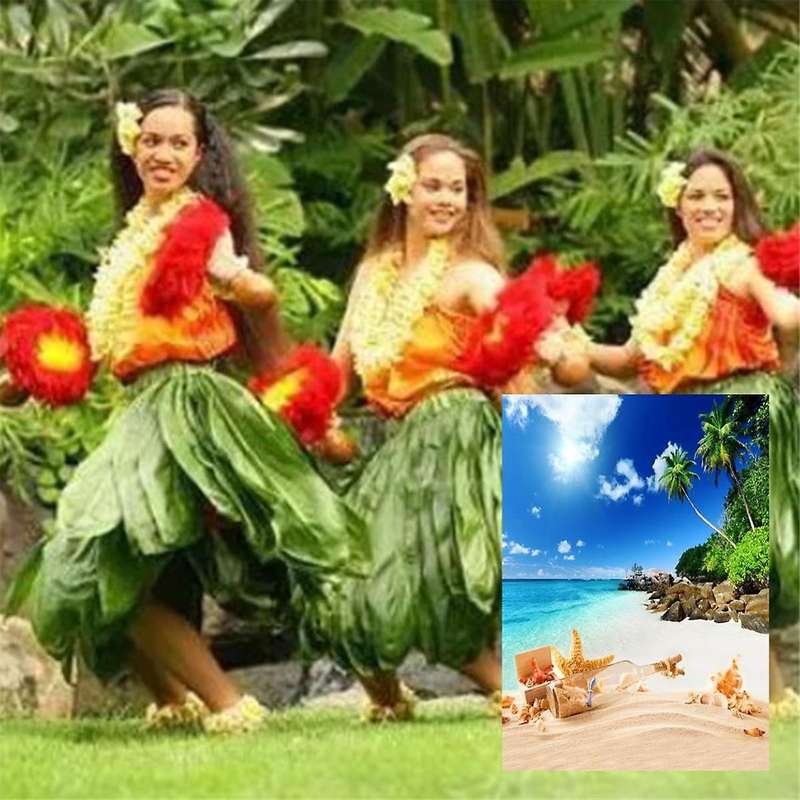 210X150cm Summer Tropical Beach Theme Photography Backdrop Ocean Palm Leaves White Cloud for Hawaii