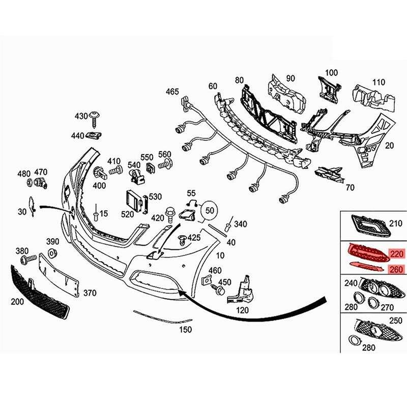 2128851723 2128851823 2128851774 2128851874 Fog Lamp Grille Cover + Decorative Strip Car for - E-cla