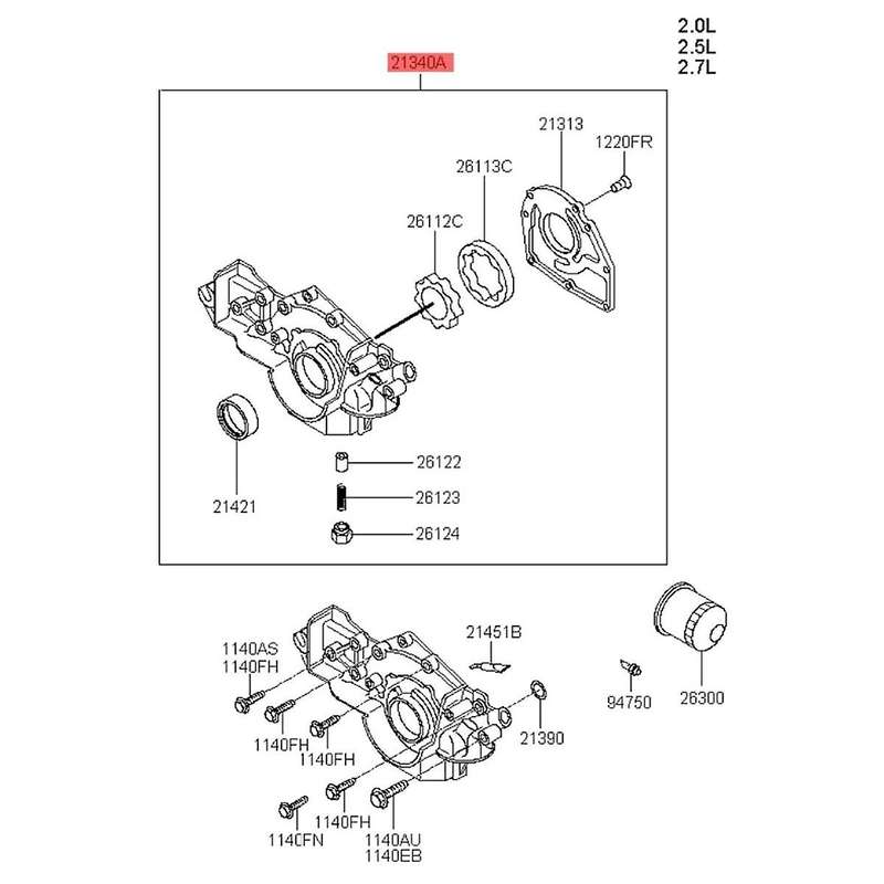 2131037100 Engine Oil Pump for 2.7 2.7 21310 37100