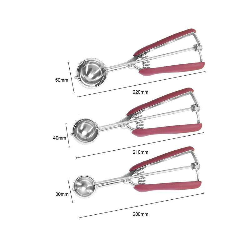 Cookie Scoop for Baking 3, Ice Cream Scoop Stainless Steel, Cookie Dough Scoop, Cupcake Scoop, Meat