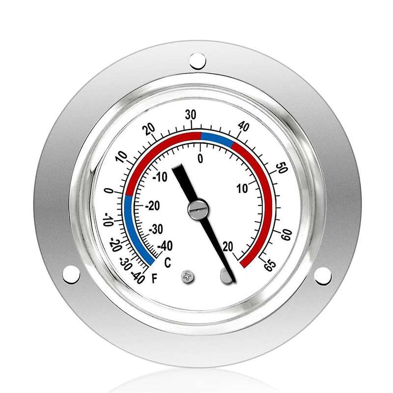 Cooler Thermometer Capillary Design Refrigeration Gauge, -40 to 65 / -40 to 20, 2Inch Dial Stainless