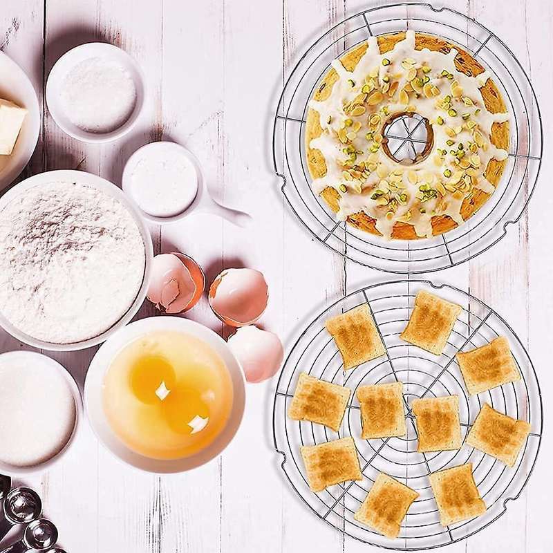 Cooling Rack, 2 Pieces Round Cake Rack 30.5 CM, Rust Protection Metal Cake Cooler, Cake Rack for Eve