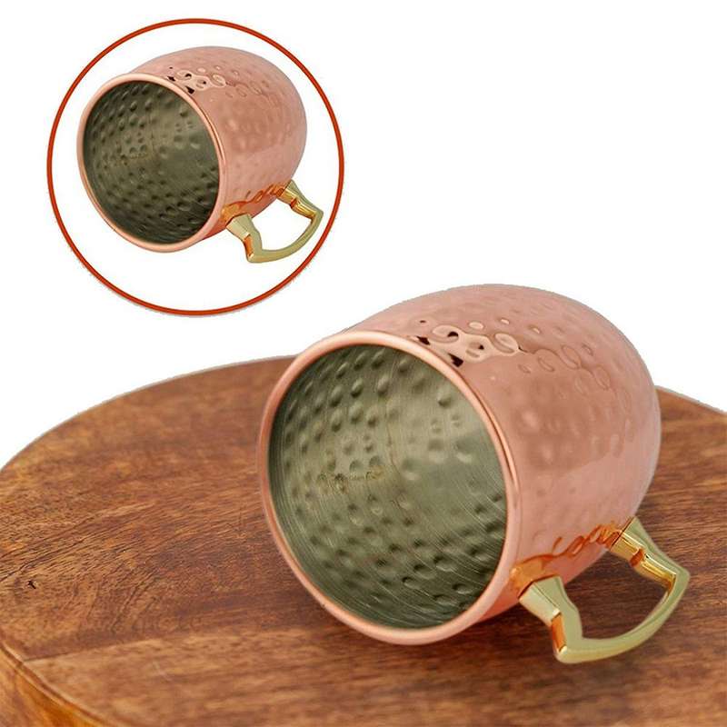 Copper Mugs - Set of 4-Handcrafted- Copper Mugs Gift Set with Bonus :4 Cocktail Copper Straws