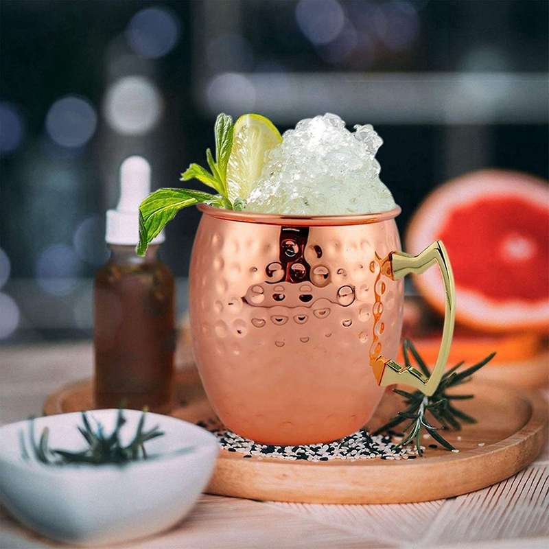 Copper Mugs - Set of 4-Handcrafted- Copper Mugs Gift Set with Bonus :4 Cocktail Copper Straws