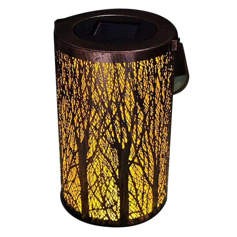 Copper Trunk Solar Hollow Light Iron Pattern Projection Light Outdoor Courtyard Garden Decorative La