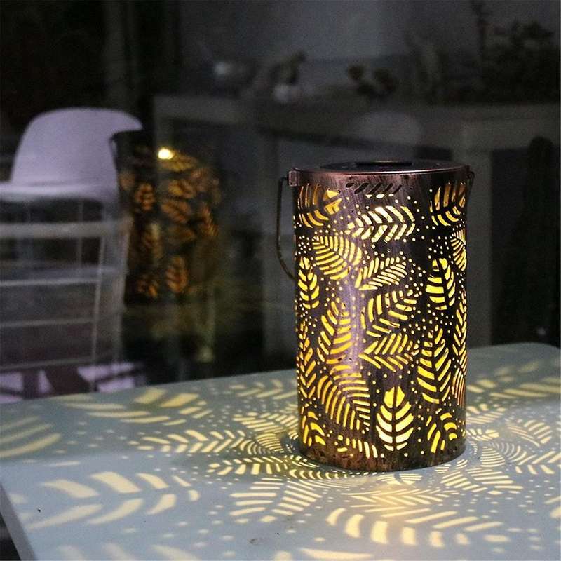 Copper Trunk Solar Hollow Light Iron Pattern Projection Light Outdoor Courtyard Garden Decorative La