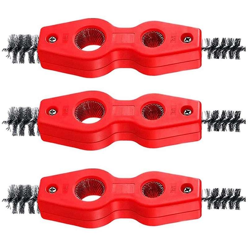 Copper Tubing Brush 4 in 1 Pipe Deburring Brush Cleaner Tool with Non- Handle 3PCS DIY Industrial To