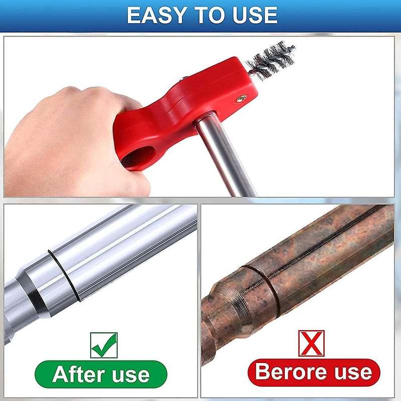 Copper Tubing Brush 4 in 1 Pipe Deburring Brush Cleaner Tool with Non- Handle 3PCS DIY Industrial To