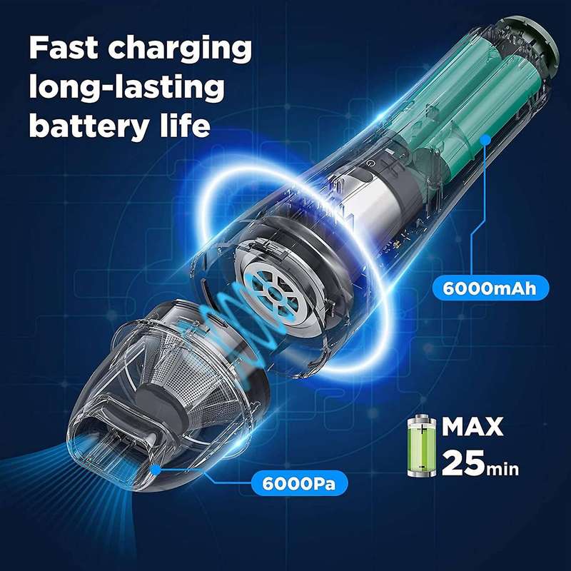 Cordless Car Vacuum Cleaner with High Power,Portable and Mini Size,Rechargeable Battery with 6000Pa