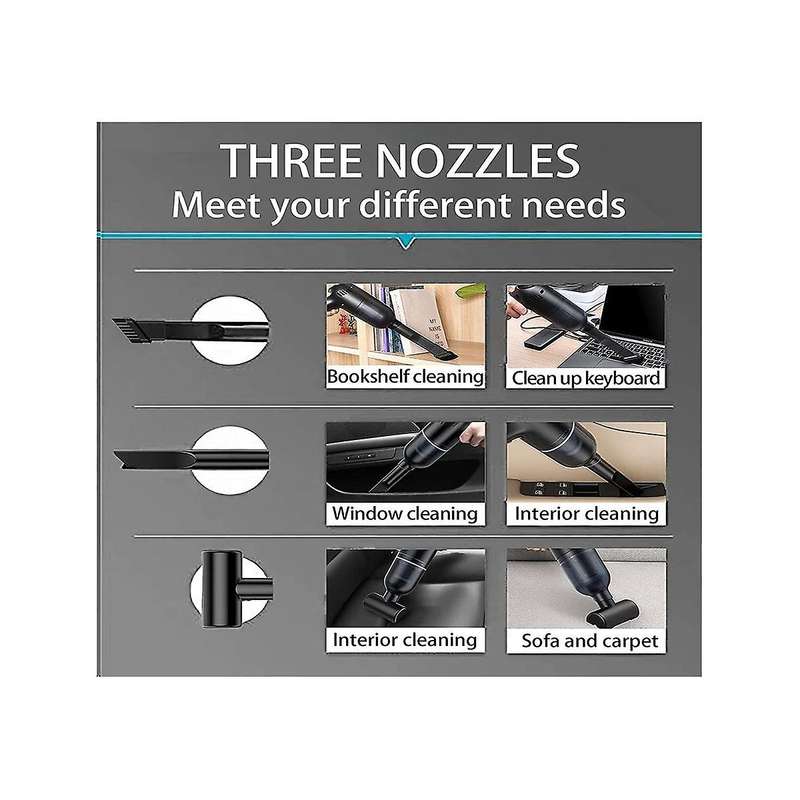 Cordless Wireless Car Vacuum Cleaner, Rechargeable Car Vacuum with Dc 7.4v, 120w Vacuum Motor
