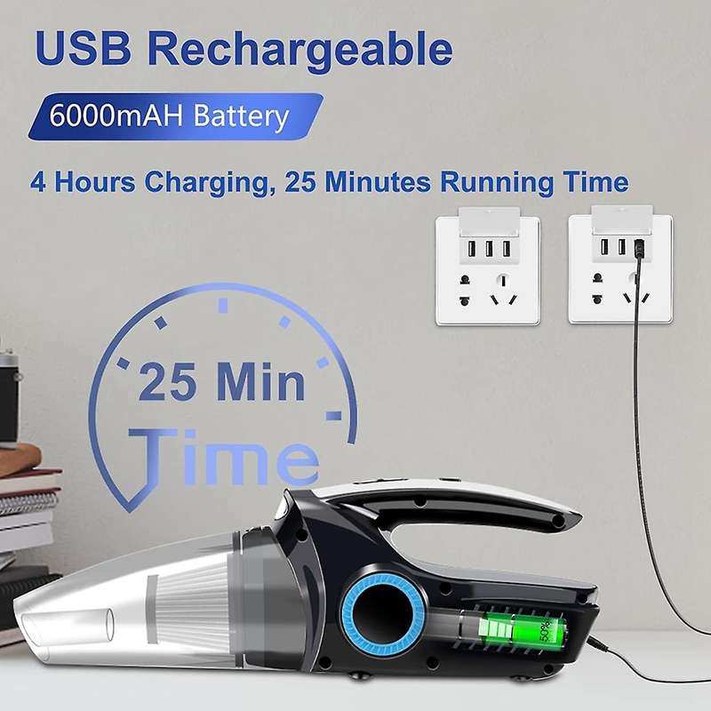 Cordless Handheld Vacuum Cleaner 8000Pa Powerful Car Vacuum Cleaner Rechargeable Portable Vacuum Cle