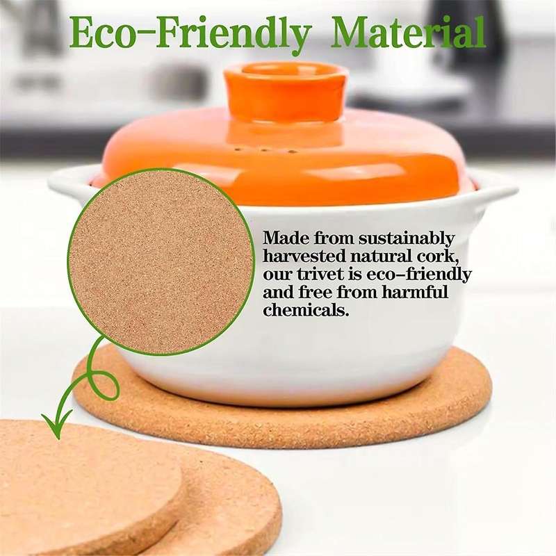 Cork Trivet,6Pack High Density Thick Cork Coasters Set,8 Inch Heat Resistant Multifunctional Cork Tr