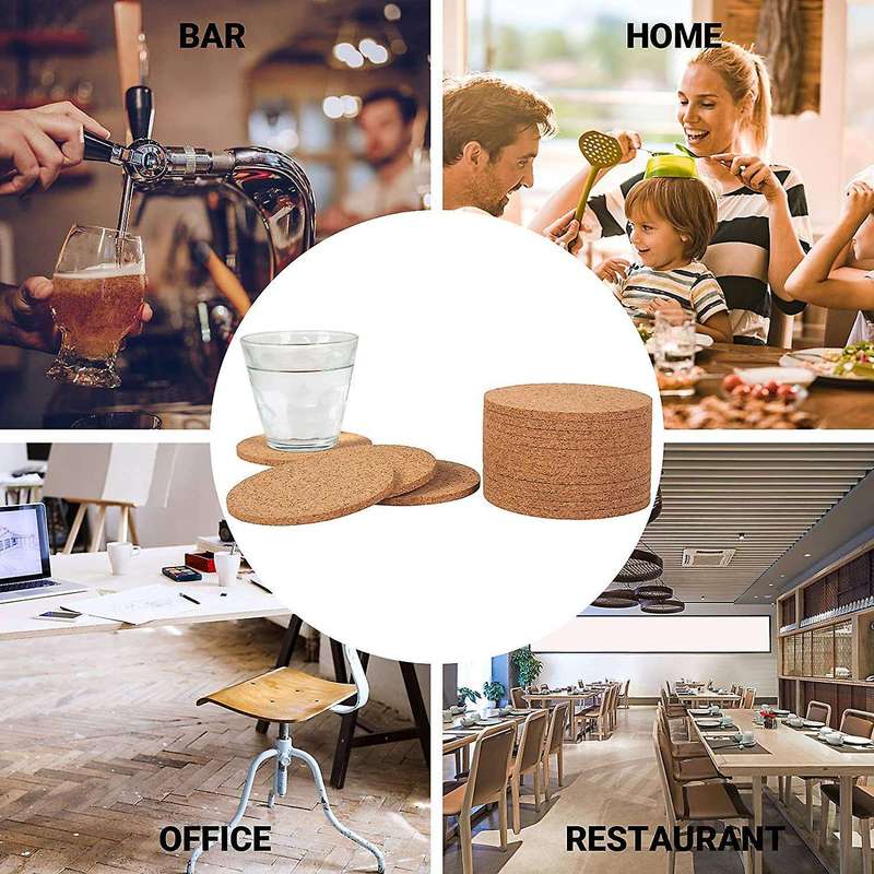 Cork Coasters with Metal Holder,Thick Absorbent Natural Cup Coasters Heat Resistant for Cold Drinks,