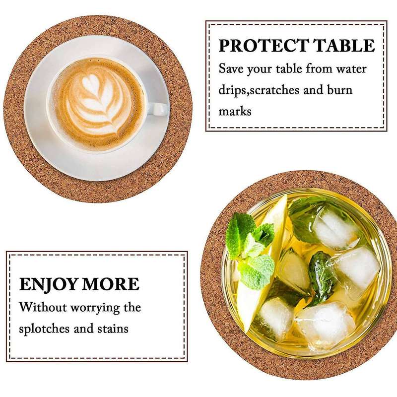 Cork Coasters with Metal Holder,Thick Absorbent Natural Cup Coasters Heat Resistant for Cold Drinks,